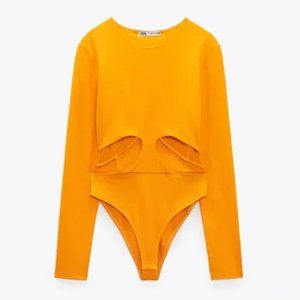 NWT Zara cut out bodysuit orange